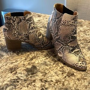 Snakeskin booties